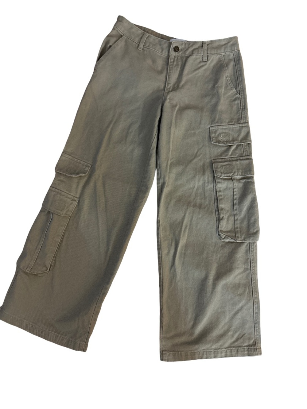 RSQ Olive Cargo Pants with Wide-Leg Utility Pockets